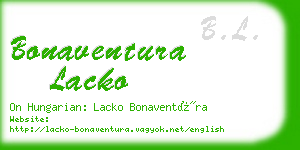 bonaventura lacko business card